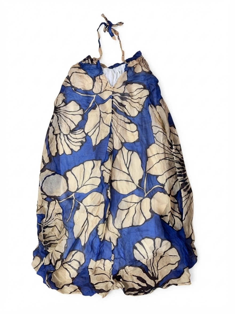 Bellambra Made in Italy Silk Viscose Botanical Halter Maxi Dress M